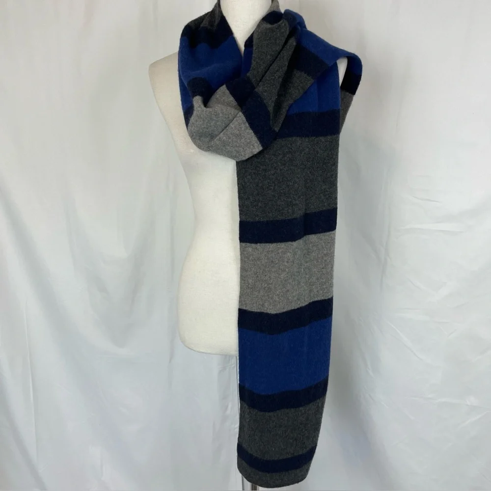 Gap 100% Lambswool Unisex Men's Striped Scarf Academia Rugby Preppy 72 X 10 Hole